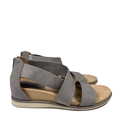 Euro Soft by Sofft Women's Gray Ankle Strap Open Toe Low Wedge Sandals - 8.5