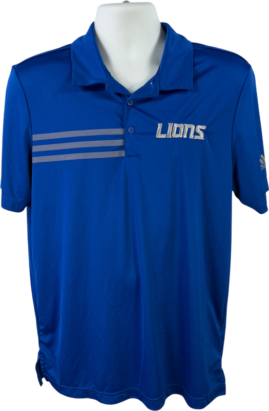 Adidas Men’s Blue Detroit Lions Short Sleeve Athletic Polo Shirt - M