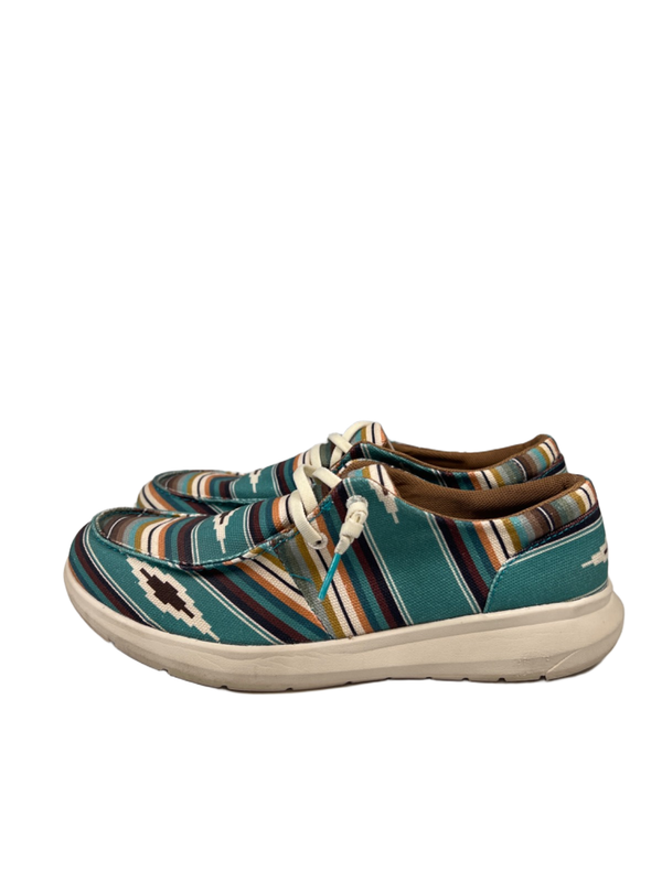 Ariat Women's Blue/Brown Striped Hilo Serape Print Slip On Shoes - 10 image 5