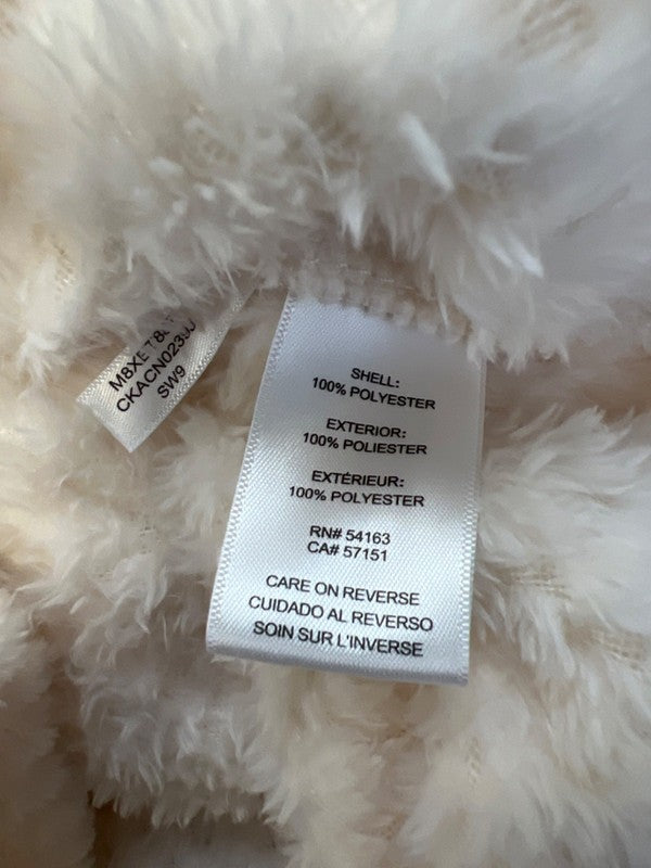 Calvin Klein Women's White Faux Fur Fleece Long Sleeve Mock Zip Up Jacket - M image 4