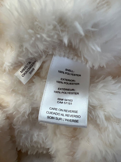 Calvin Klein Women's White Faux Fur Fleece Long Sleeve Mock Zip Up Jacket - M image 4