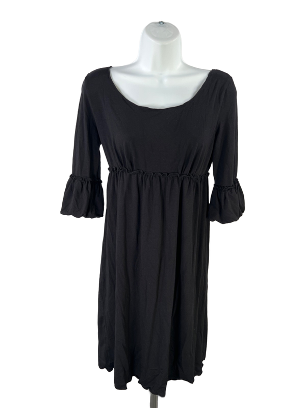 Max Studio Women's Black 3/4 Puffer Sleeve Ruffle Dress - S
