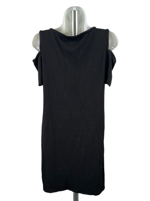 White House Black Market Womens Black Short Cold Shoulder Sleeve Shift Dress - S image 2