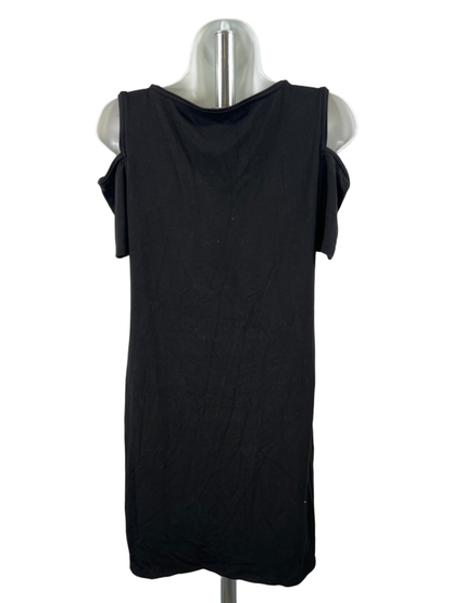 White House Black Market Womens Black Short Cold Shoulder Sleeve Shift Dress - S image 2