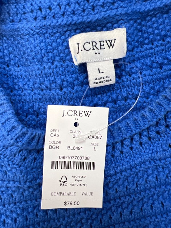 J.Crew Women's Blue Crochet Sleeveless Sweater Tank Top - L image 3