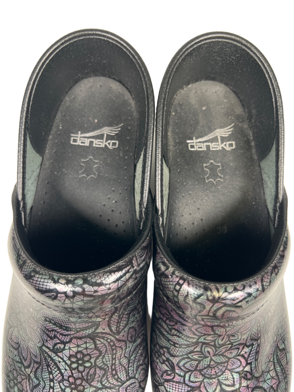 Dansko Women's Black Metallic Patent Leather Professional Work Clogs - 7.5/8 image 3