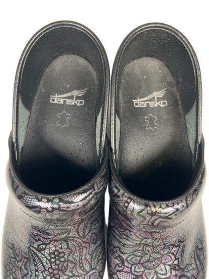 Dansko Women's Black Metallic Patent Leather Professional Work Clogs - 7.5/8 image 3