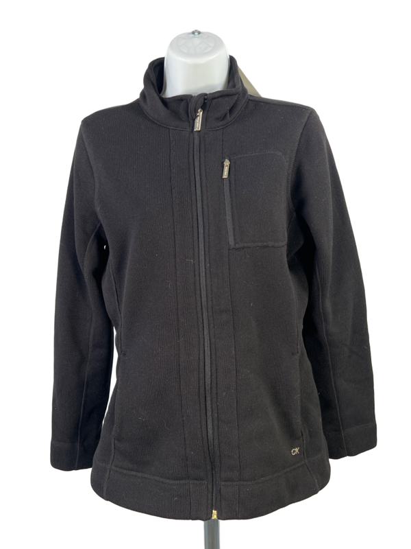Calvin Klein Women's Black Long Sleeve Full Zip Sweatshirt - S