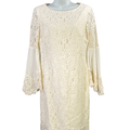 White House Black Market Women's White Lace Bell Sleeve Midi Dress - 6