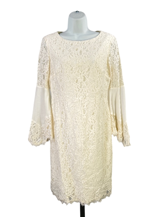 White House Black Market Women's White Lace Bell Sleeve Midi Dress - 6