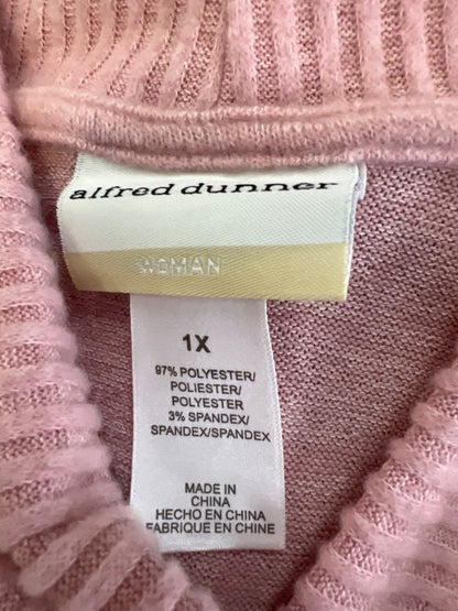 Alfred Dunner Women's Pink Plush Embroidered Pullover Sweater - Plus 1X image 3