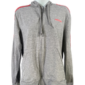 adidas Women's Gray/Pink Long Sleeve Full Zip Thin Knit Sweatshirt - L