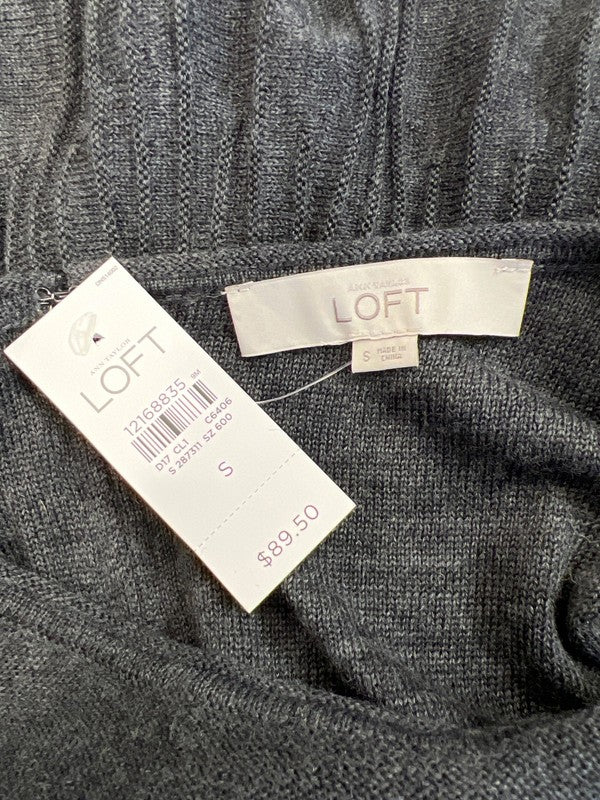 LOFT Women’s Gray Semi-Sheer A-Line Knit Sweater Dress - S image 3