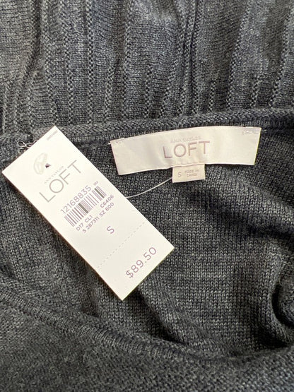 LOFT Women’s Gray Semi-Sheer A-Line Knit Sweater Dress - S image 3