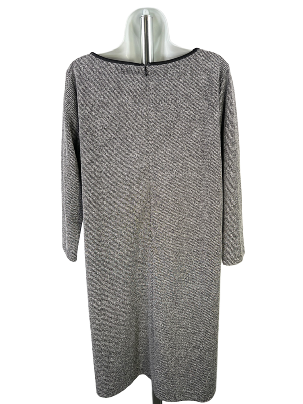 Ann Taylor Women's Black/White Textured 3/4 Sleeve Shift Dress - L image 2