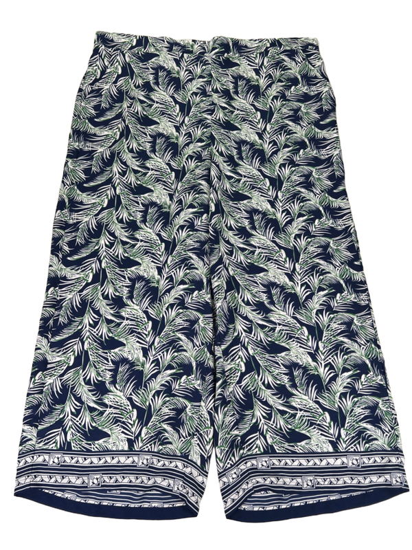 Max Studio Women's Blue/Green Leaf Print Sheer Wide Leg Cover Up Pants - Plus 2X