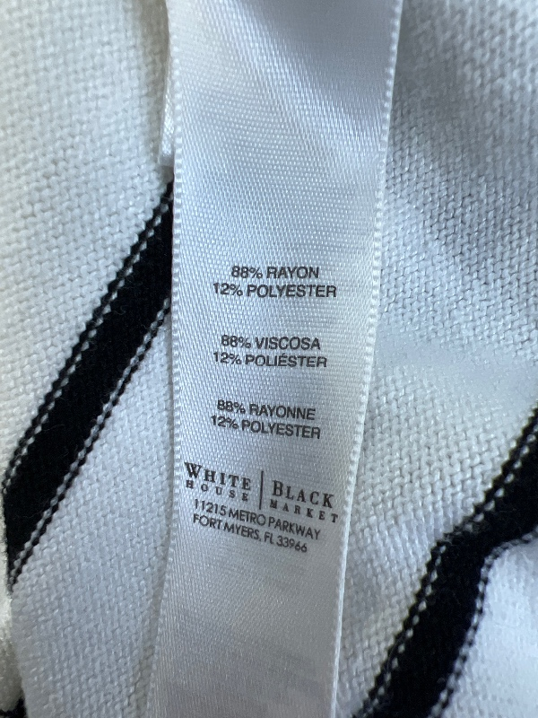 White House Black Market Women's White Striped 3/4 Sleeve Sweater - M image 4