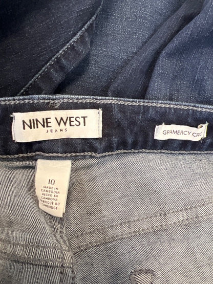 Nine West Women's Dark Wash Gramercy Crop Distressed Denim Jeans - 10 image 3