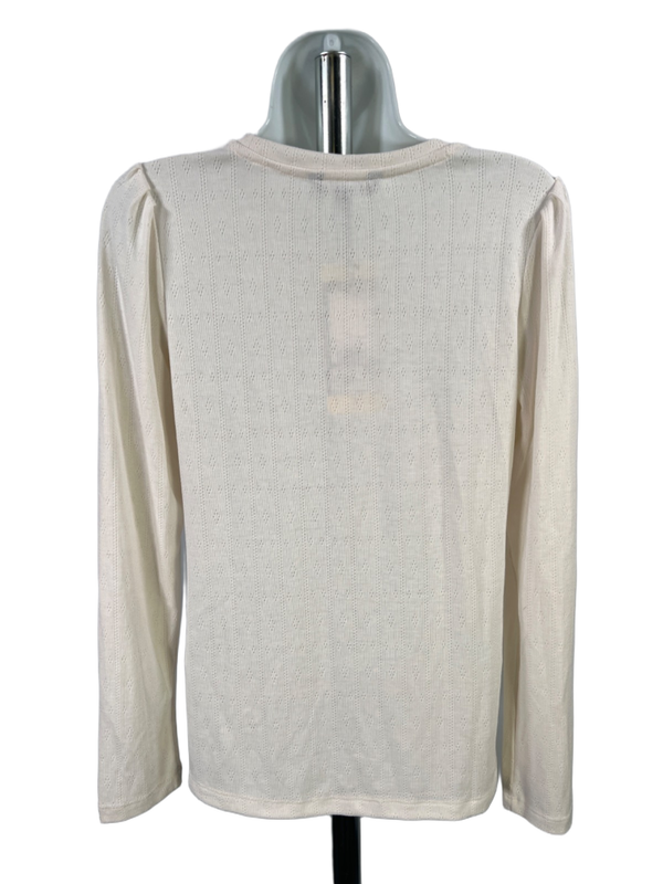 Well Worn Women's White Pointelle Crewneck Long Sleeve Shirt - S image 2
