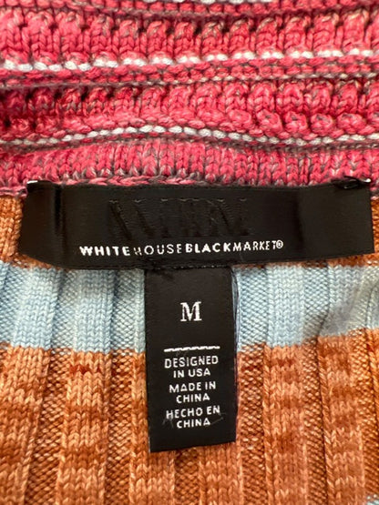 White House Black Market Women's Pink Multicolor Short Sleeve Sweater - M image 3