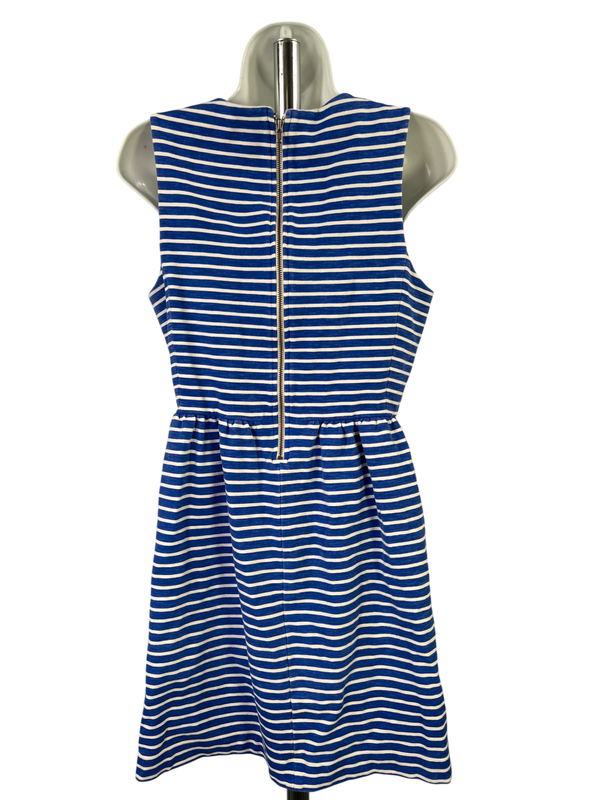 J.Crew Women's Blue/White Striped Sleeveless A-Line Ponte Dress - M image 2