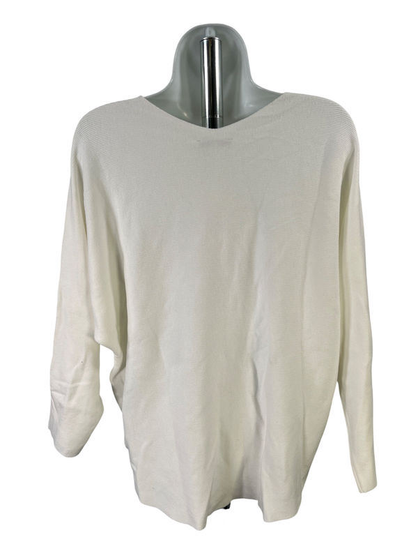 Vila Milano Women's Ivory/White V-Neck Long Sleeve Knit Shirt - L image 2
