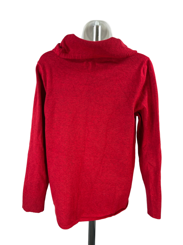 Chico's Women's Red Cashmere Blend Cowl Neck Long Sleeve Sweater - 1/US M image 2