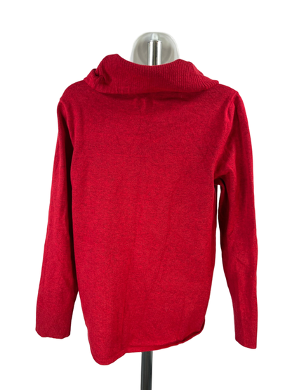 Chico's Women's Red Cashmere Blend Cowl Neck Long Sleeve Sweater - 1/US M image 2