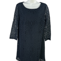 J Crew Women's Blue Lace 3/4 Sleeve Lined Mini Dress - 6