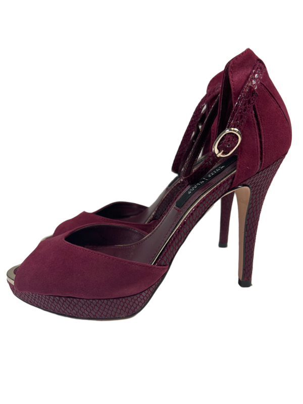 White House Black Market Women's Purple Suede Peep Toe Stietto Heels - 7.5 image 5