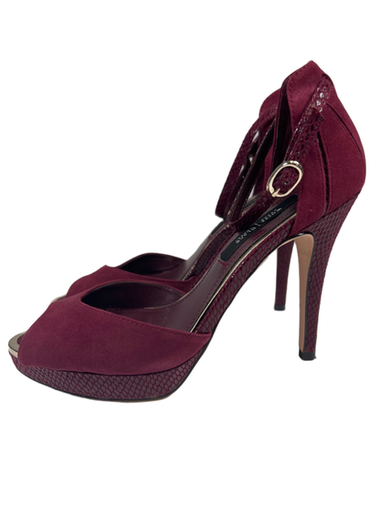 White House Black Market Women's Purple Suede Peep Toe Stietto Heels - 7.5 image 5