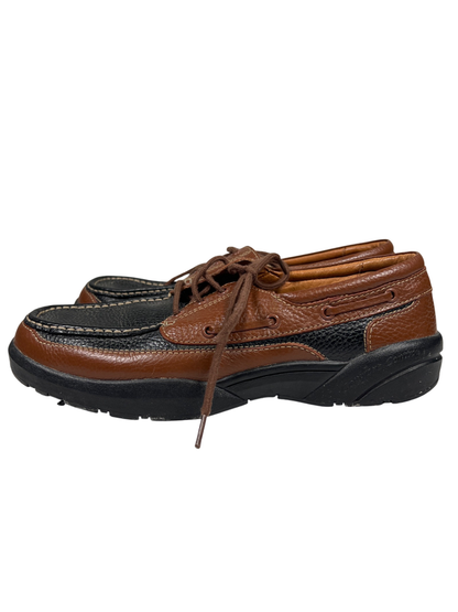 Dr. Comfort Women's Black/Brown Leather Patrick Lace Up Boat Shoes - 13 image 5