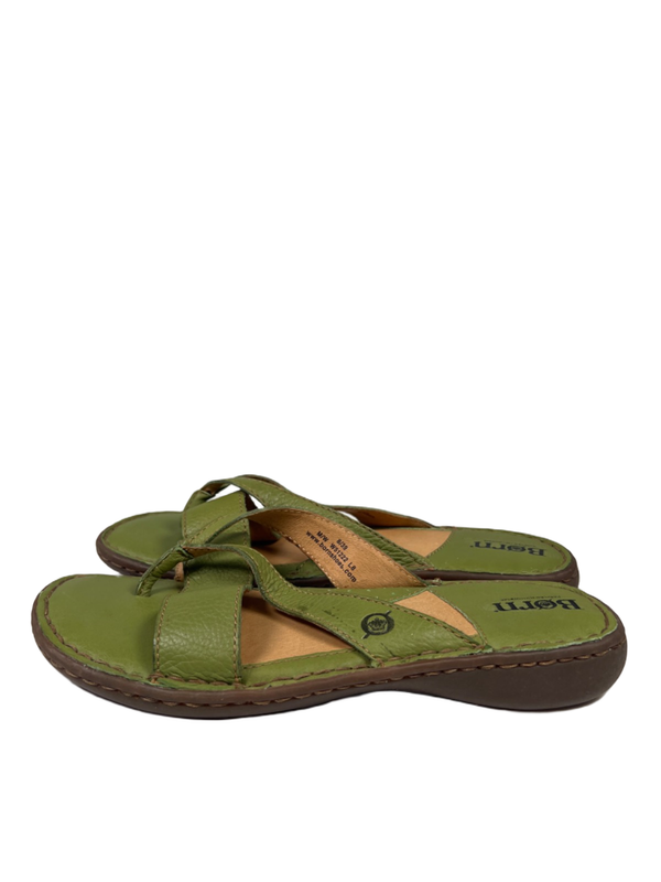 Born Women's Green Leather Open Toe Low Wedge Sandals - 8/39 image 5