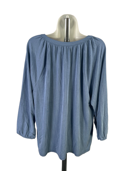 Lucky Brand Women's Blue Long Sleeve V-Neck Blouse - XL image 2