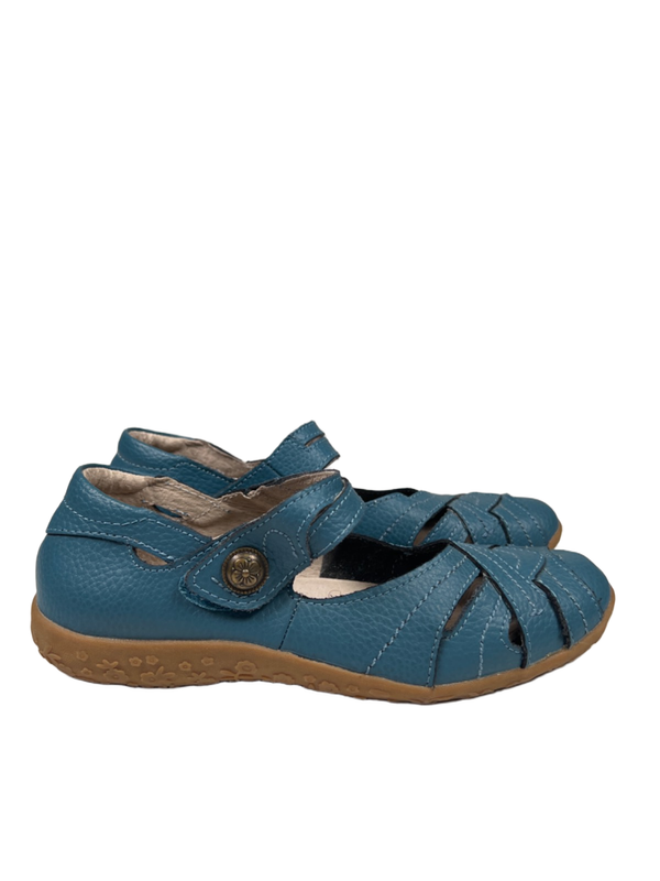 Spring Step Women's Blue Leather Hearts Closed Toe Shoes - 39/US 9