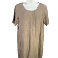 Pure J Jill Women's Tan Linen Short Sleeve Mini Tee Shirt Dress - M Petite
