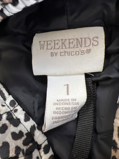 Weekends by Chico's Women's Brown Cheetah Print Full Zip Puffer Vest - 1/US M image 3