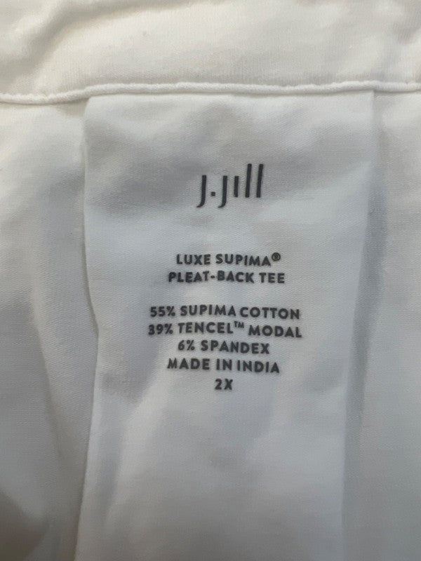 J Jill Women's White V Neck Pleat Back Short Cap Sleeve Tee Shirt - 2X Plus image 3