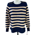 Liz Claiborne Women's Blue/Beige Striped Long Sleeve Shirt - S