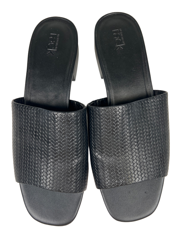 Nordstrom Rack Women's Black Woven Slip On Low Heel Slide Sandals - 10 image 3