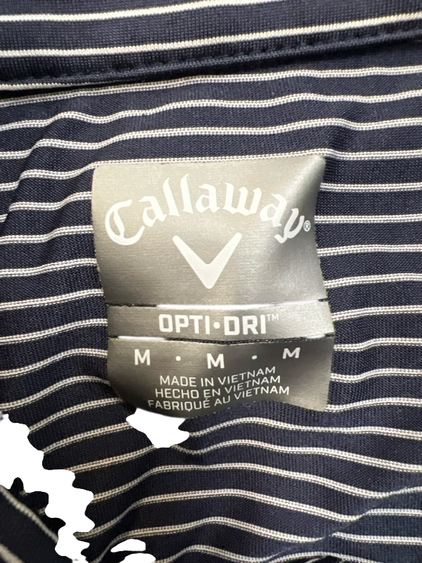 Callaway Men's Blue/White Striped Short Sleeve Athletic Golf Polo - M image 3
