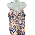 Banana Republic Women's Blue Multicolor Lined V-Neck Tank Top - M