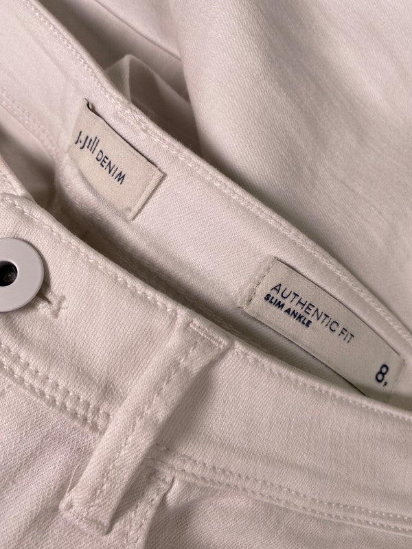 J.Jill Denim Women's White Authentic Fit Slim Ankle Jeans - 8 Petite image 3