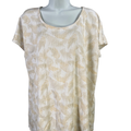 Lands End Women's Beige/White Short Sleeve Textuted T-Shirt - XL