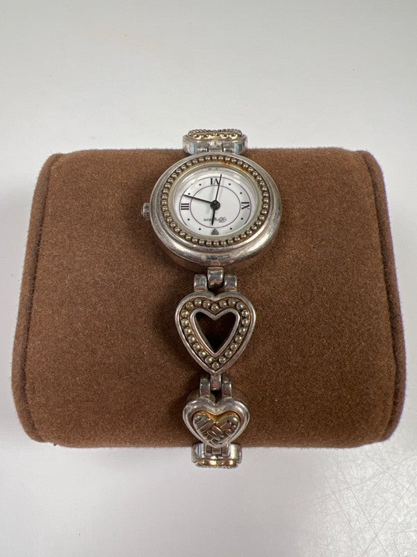 Brighton Women's Silver Two-Tone Heart Link Genoa Toggle Clasp Working Watch image 2