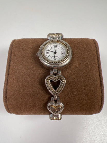 Brighton Women's Silver Two-Tone Heart Link Genoa Toggle Clasp Working Watch image 2