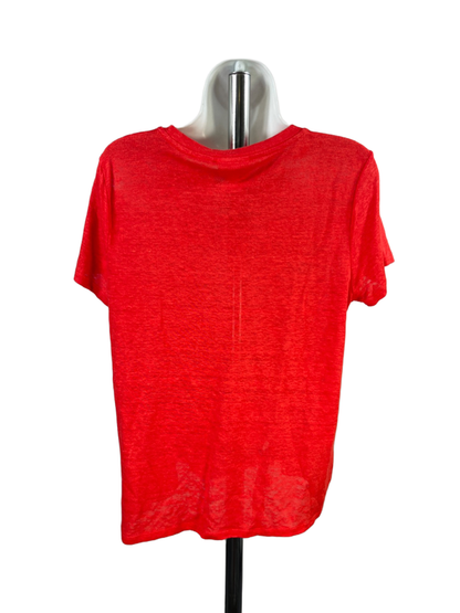 J.Jill Women's Red Short Sleeve Love Linen Side Tie T-Shirt - M image 2