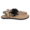 Karl Lagerfeld Women's Taupe/Black Goldie Bow Accent Slingback Sandals - 6