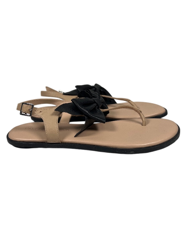 Karl Lagerfeld Women's Taupe/Black Goldie Bow Accent Slingback Sandals - 6