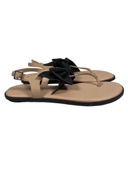 Karl Lagerfeld Women's Taupe/Black Goldie Bow Accent Slingback Sandals - 6